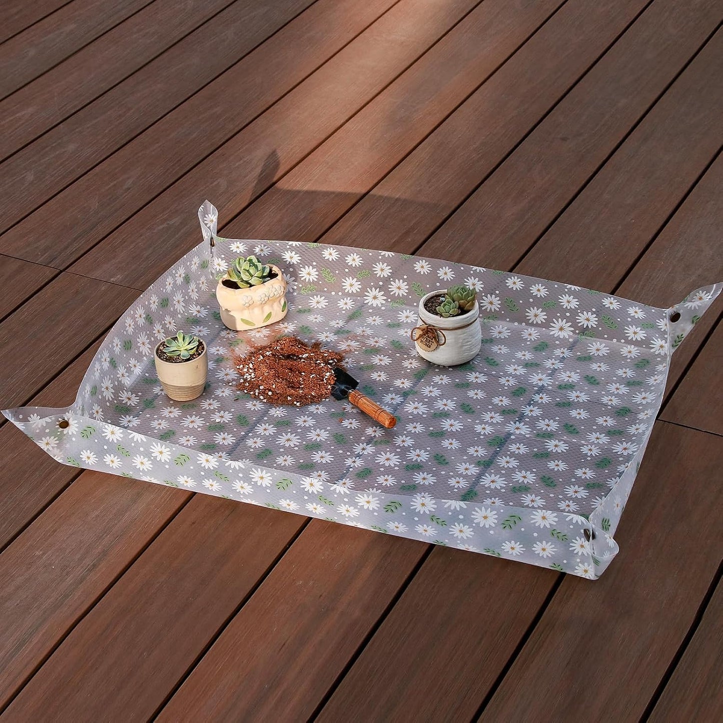 2 Pack Repotting Mat for Indoor Plants Waterproof Clear Potting Mat Foldable Plant Potting Repotting Tray Portable Gardening Tray for Indoor Potting Soil, House Plants Orchid,Succulents M