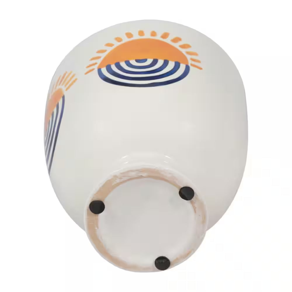 White Stone Sunrise Eyes Flower Planter (6 In. W X 7 In. H)