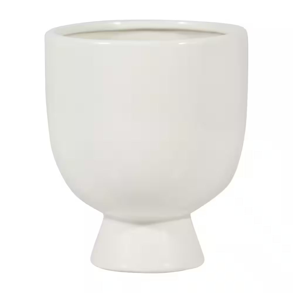 White Stone Sunrise Eyes Flower Planter (6 In. W X 7 In. H)