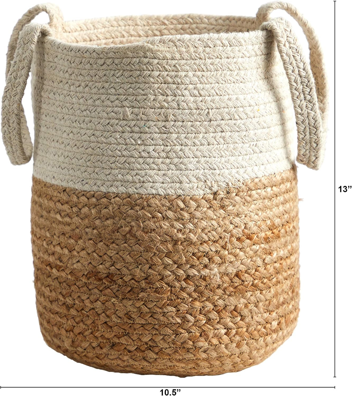 12.5In. Handmade Natural Jute and Cotton Basket Planter