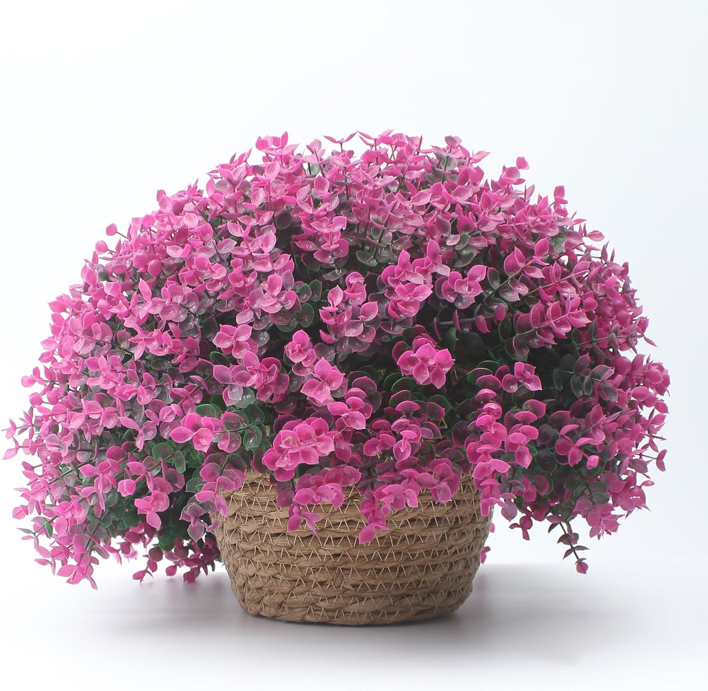 Small Basket Planter 7.1" X 5.9" Seagrass Containers, Hand Woven Wicker Cover Storage, Stylish Plastic Liners Straw Flower Jute Pots for Outdoor Indoor Use Mums Front Porch Room Decoration
