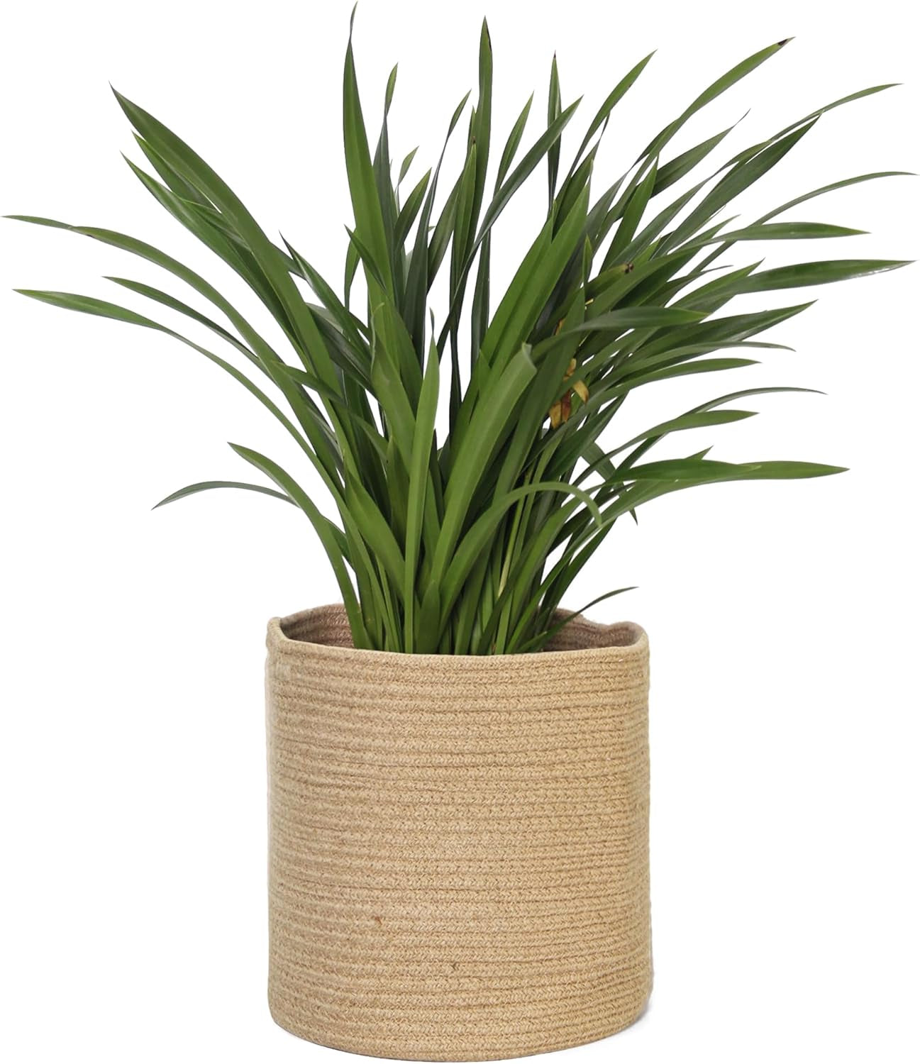 Woven Jute Plant Basket, Wicker Basket Planter for 10 Inch Pot, round Indoor Tree Pot Cover, Small Boho Storage Bin Organizer, Rustic Baskets for Plants and Home Decor, 11”X11”