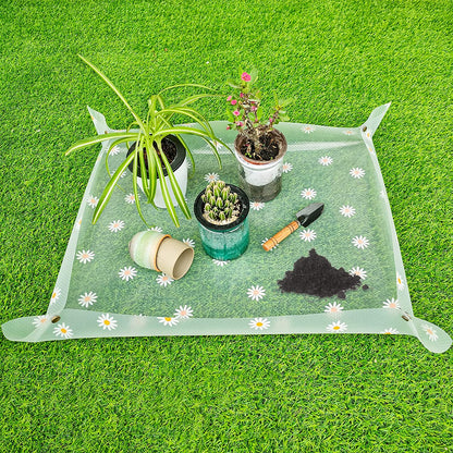 2 Pack Repotting Mat for Indoor Plants Waterproof Clear Potting Mat Foldable Plant Potting Repotting Tray Portable Gardening Tray for Indoor Potting Soil, House Plants Orchid,Succulents M